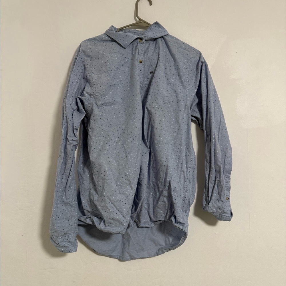 Peau De Loup Pale Blue Dot-Print Button Down Shirt